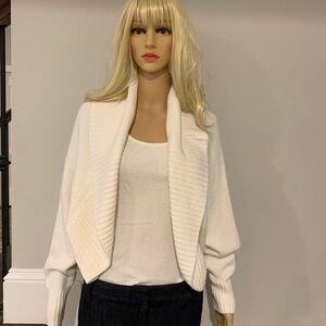 Anthropologie by Anthropologie shawl collared shrug sweater in cream